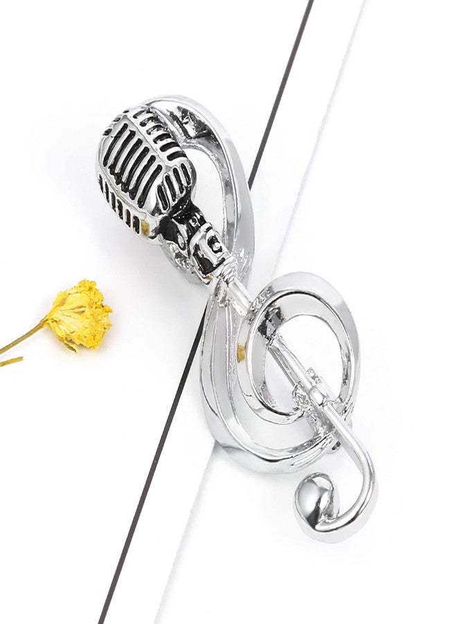 Zaagot for Creative Microphone Brooch Music Note Pins Alloy Bag Clothes Lapel Pin Jewelry Decor for Women Men Boy Gold-Color Alloy - Image 5